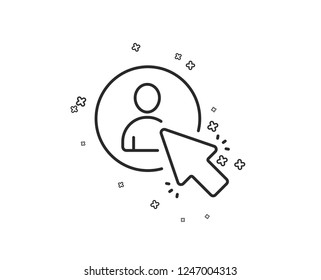 Select user line icon. Business management sign. Click symbol. Geometric shapes. Random cross elements. Linear User icon design. Vector
