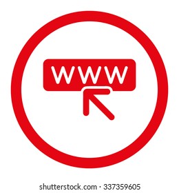 Select Website vector icon. Style is flat rounded symbol, red color, rounded angles, white background.