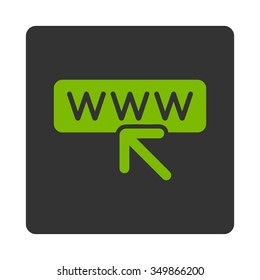 Select Website vector icon. Style is flat rounded square button, eco green and gray colors, white background.