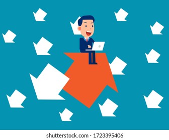 Select working on arrow growth. Business direction concept. Cartoon vector style