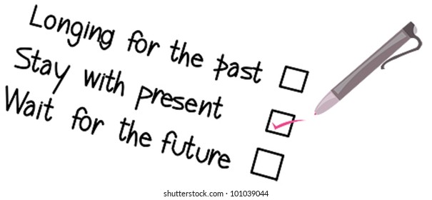 Select your principle (writing). A list of principles for you to choose to manage your life. Select by a ballpoint pen.