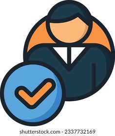 Icono de la línea de color del candidato seleccionado - Icono único, vector