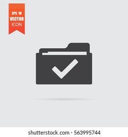 Selected folder icon in flat style isolated on grey background. For your design, logo. Vector illustration.