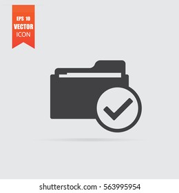 Selected folder icon in flat style isolated on grey background. For your design, logo. Vector illustration.