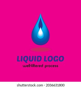 selected liquid drop logo. well-filtered process. dark blue liquid. vector logo can be used for chemical symbols or others