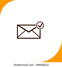 Selected mail sign. Brown icon on white background