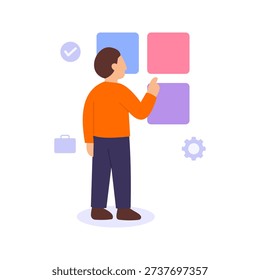 Selecting Best Option, choosing optimal solution strategically, Flat vector character illustration