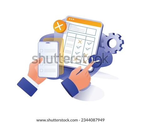 Selecting the checkmark on the smartphone