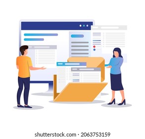 Selecting email data to post in isometric illustration