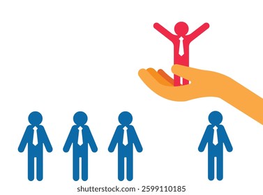 Selecting perfect candidate among many people, job recruitment concept illustration