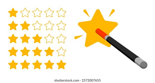 Selecting rating from five stars, with magic wand 