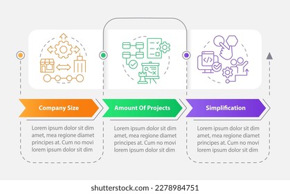 Selecting release management tools rectangle infographic template. Data visualization with 3 steps. Editable timeline info chart. Workflow layout with line icons. Myriad Pro-Bold, Regular fonts used