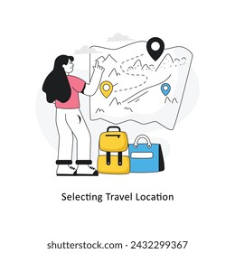 Selecting Travel Location  Flat Style Design Vector illustration. Stock illustration