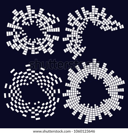 A selection of abstract music equalizers on a dark background. Vector illustration for your design.
