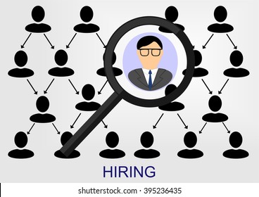 selection among the many faces, one male person in business suit