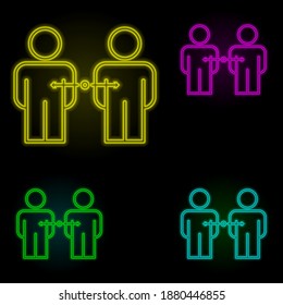 selección de los postulantes para trabajar neon color set icono. Línea delgada simple, contorno vector de organización empresarial iconos para ui y ux, sitio web o aplicación móvil
