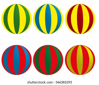 A selection of balls in multiple colors isolated on white background