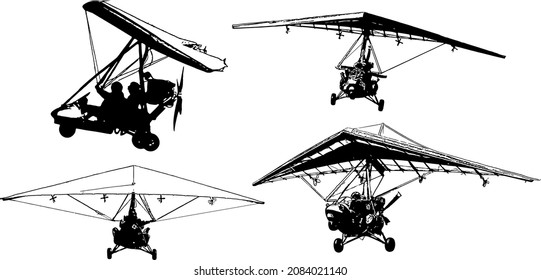 A selection of black-white vector images of the trike