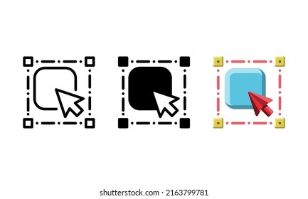 Selection box icon. With outline, glyph and flat styles