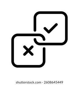 Selection boxes icon with checkmark and cross for task validation
