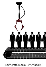 selection of a businessman on a conveyor