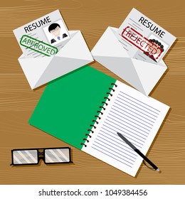 Selection of candidates for work. Recruitment and hr, candidate choice, vector illustration