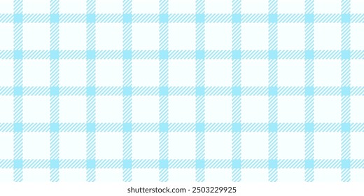 Selección de tartán de fondo de verificación, tela sin costuras difícil a cuadros. Vector de tela de textura de patrón detallado en paleta de colores blanco y cian.