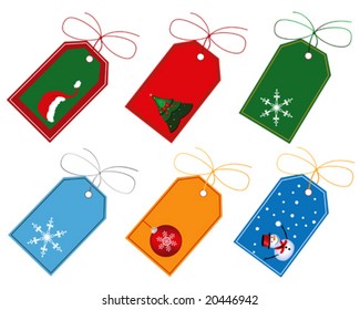 Selection of Christmas gift tags designed in Illustrator.