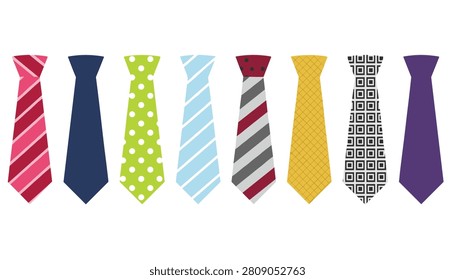 Selection of colorful neckties featuring different textures and patterns for formal menswear fashion and business professional attire design.