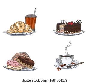 selection of confectionery sweets. doodle sketch vector