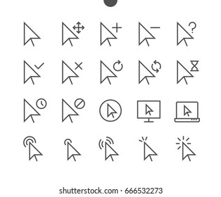 Selection & Cursors UI Pixel Perfect Well-crafted Vector Thin Line Icons 48x48 Ready for 24x24 Grid for Web Graphics and Apps with Editable Stroke. Simple Minimal Pictogram Part 1-3