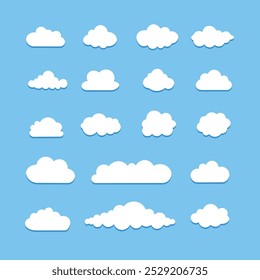 Selection of decorative clouds in flat design