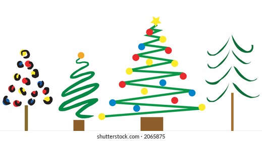 Selection of different christmas tree designs