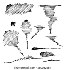 A selection of different  hand drawn scribbles