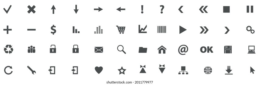 Selection of different icons on white background - Vector illustration