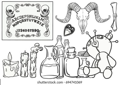 A selection of digitally hand drawn images to design any spooky event