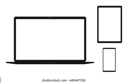 Selection of electronics and white screen. eps10 vector illustration