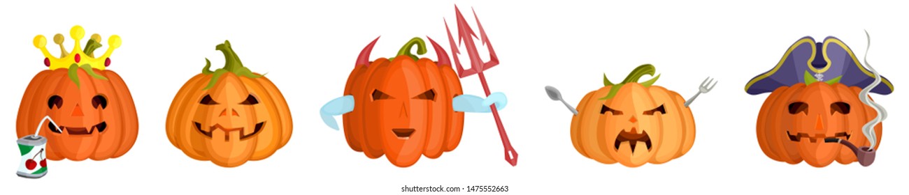 selection evil pumpkins squad evil spirits funny monsters
