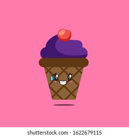Selection of flat ice cream cones Premium Vector