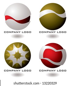 selección de cuatro logotipos de la empresa en rojo y oro