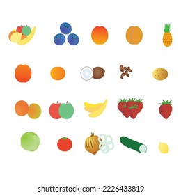 Eine Auswahl an Obst, Beeren und Gemüse.