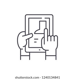 Selection of goods in the online store line icon concept. Selection of goods in the online store vector linear illustration, symbol, sign