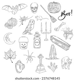 A selection of Halloween themed illustrations, perfect for home decor printables, DIY invitations and adverts and even home made stickers or other homewares. Featuring some calligraphy elements too.