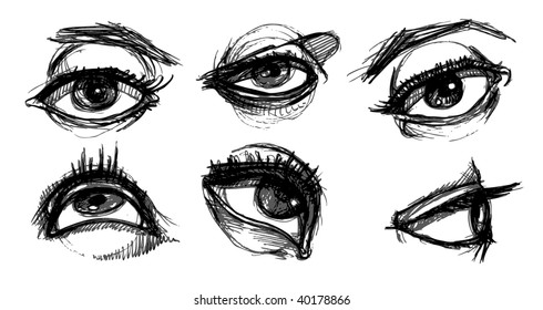 selection of hand drawn eyes