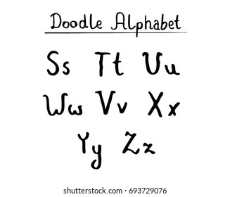 Selection of hand drawn letters isolated on white background vector