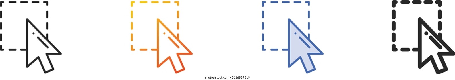 selection icon.Thin Linear, Gradient, Blue Stroke and bold Style Design Isolated On White Background