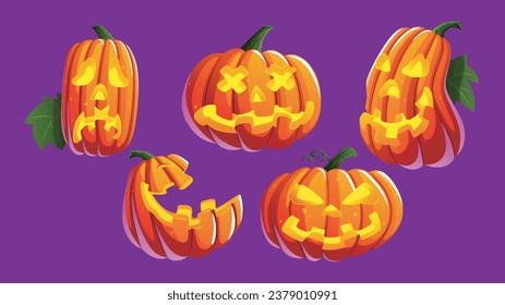 Selection of images of pumpkins and pumpkins for Halloween