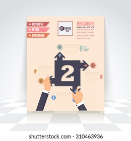 Selection Infographics Design Brochure, Cover, Flyer. Flat Style Numbered Banner, Number 2 and Background