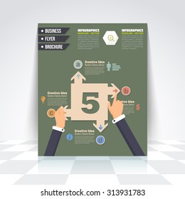 Selection Infographics Design Brochure, Cover, Flyer. Numbered Banner, Number 5
