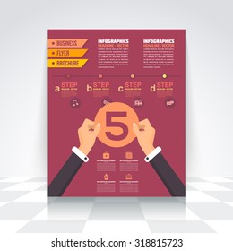Selection Infographics Design Brochure, Cover, Flyer. Numbered Banner, Number 5